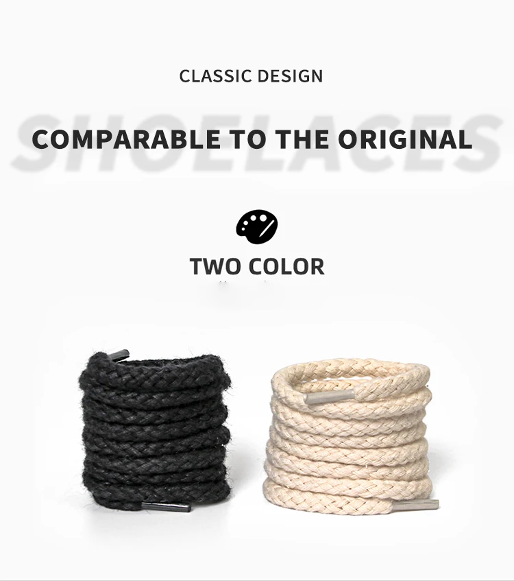 Linen Cotton Shoe laces 7mm Bold Round Shoelaces for Sneakers Laces Shoes Boot Shoelace 100/120/140/160/180CM Shoestrings 1Pair
