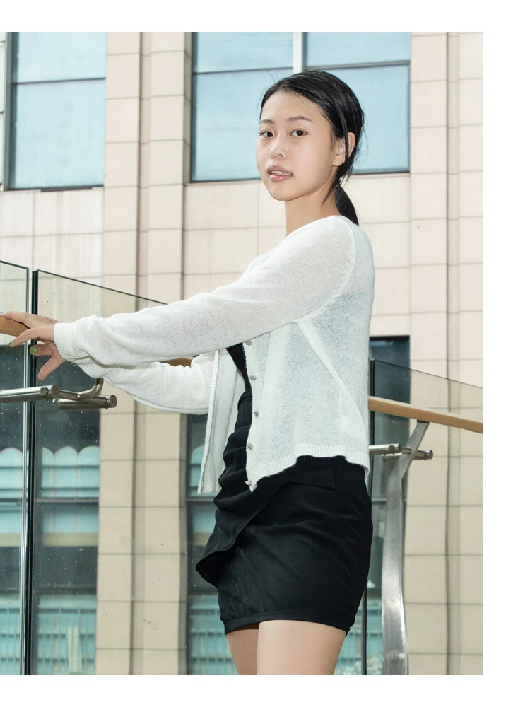 Pink Clothing Cropped Knitted Ladies Sweaters Cardigan Female Women's Coat Spring 2025 Tricot Outerwear Crochet Top Jersey Black