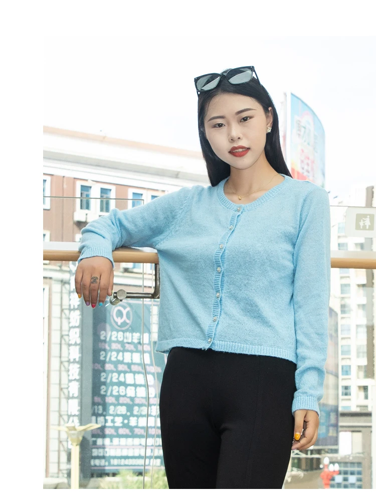 Pink Clothing Cropped Knitted Ladies Sweaters Cardigan Female Women's Coat Spring 2025 Tricot Outerwear Crochet Top Jersey Black