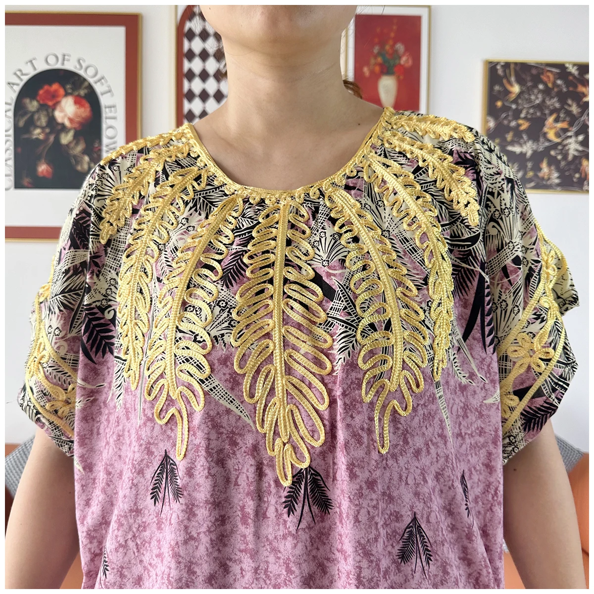 2 Pieces African Dashiki Floral Printing Loose Cotton Caftan Lady Summer Maxi Casual Dresses With Scarf Vestidos Short Sleeve