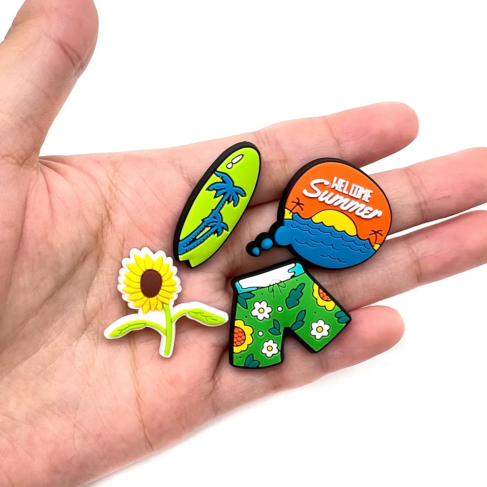 1pcs PVC Shoe Charms Decorations Accessories summer beach wave Women wristband Clogs Buckle Kids Pins Men Decoration Jeans