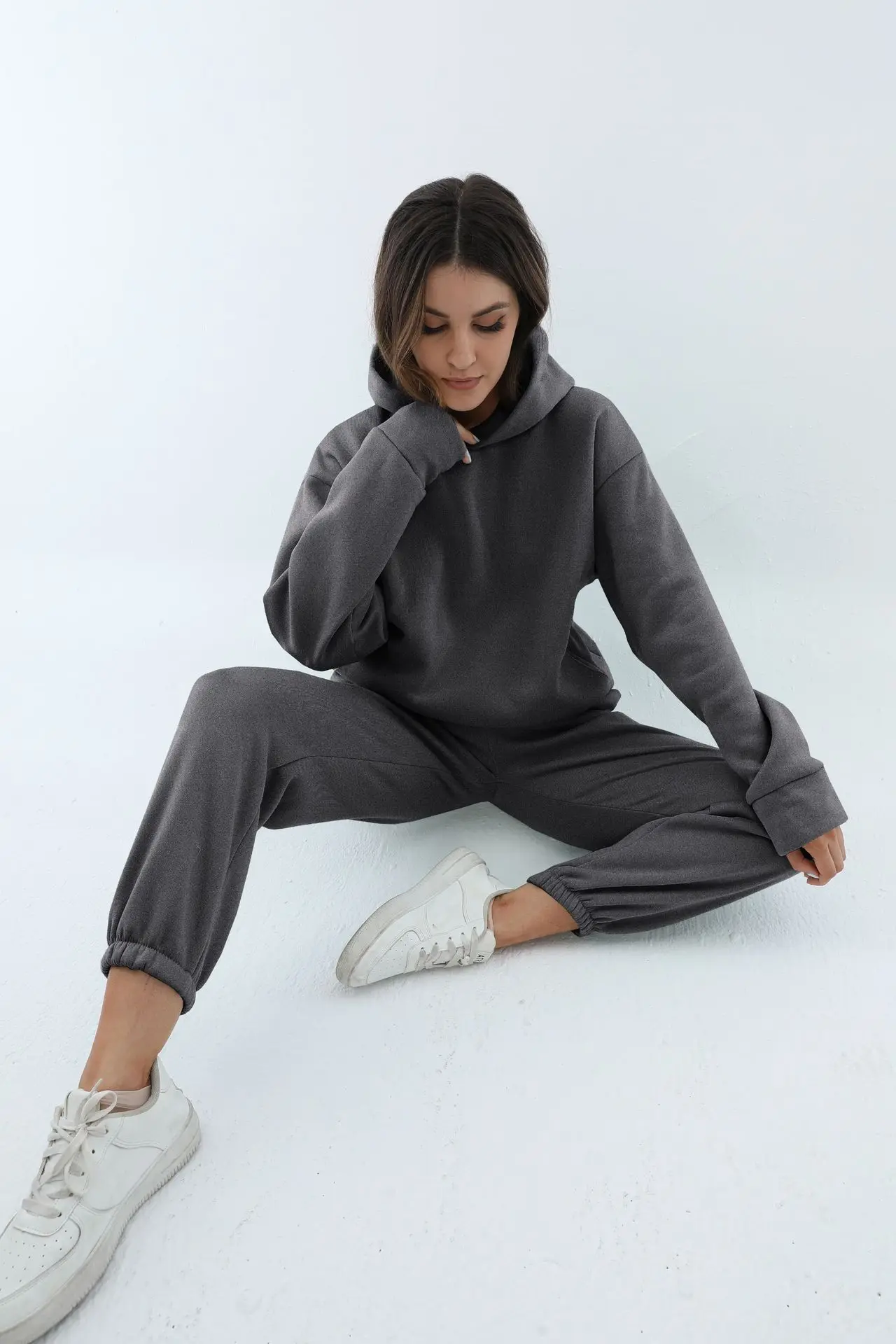 Autumn Women's Tracksuit Two Piece Sets Casual Solid Long Sleeve Hooded Sports Suit Warm Hoodie Sweatshirts Long Pant