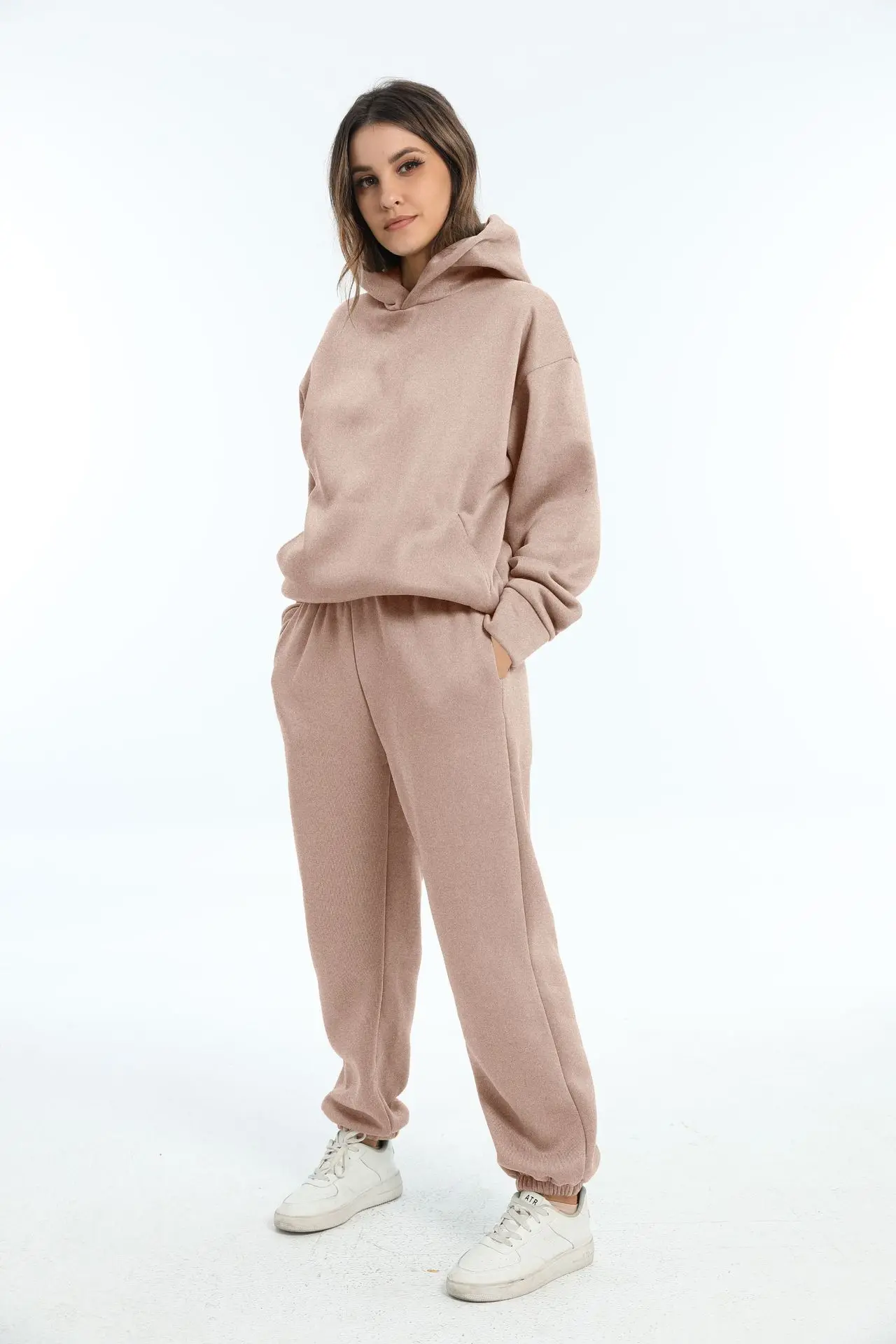 Autumn Women's Tracksuit Two Piece Sets Casual Solid Long Sleeve Hooded Sports Suit Warm Hoodie Sweatshirts Long Pant