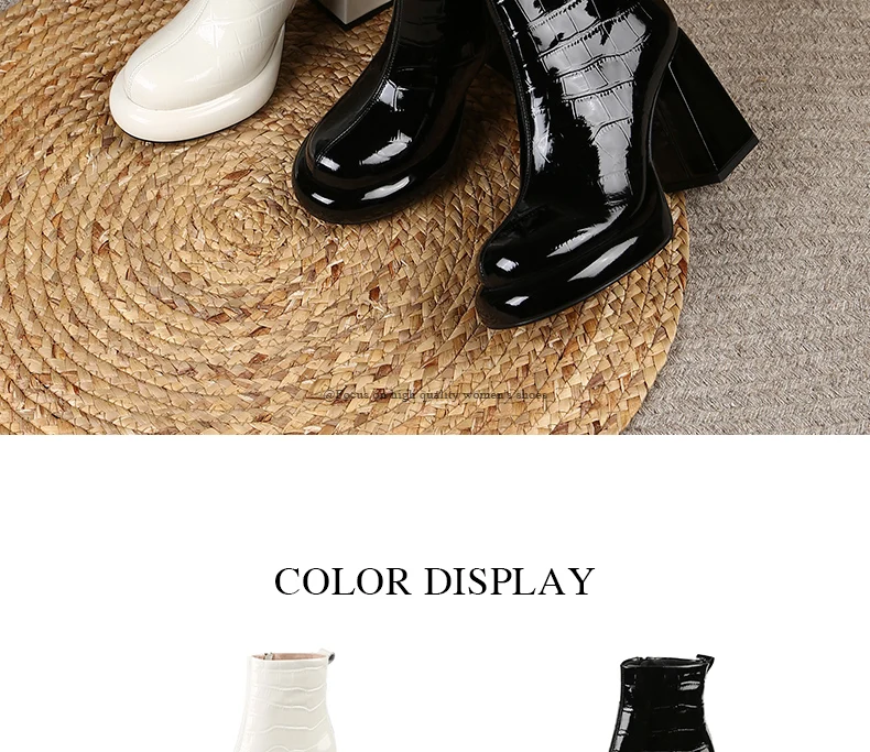 PRXDONG New Women's Square High Heels Genuine Cow Leather Luxury Shoes Fashion Comfortable Round Toe Ankle Boots Autumn Winter