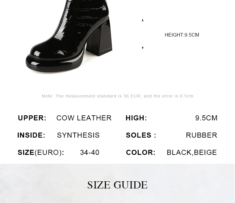 PRXDONG New Women's Square High Heels Genuine Cow Leather Luxury Shoes Fashion Comfortable Round Toe Ankle Boots Autumn Winter