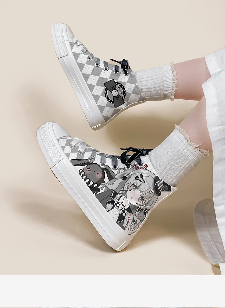Amy and Michael Original Design Kawaii Girls Students Hand Painted Canvas Shoes Fashion Anime Woman Vulcanize Shoes High Tops