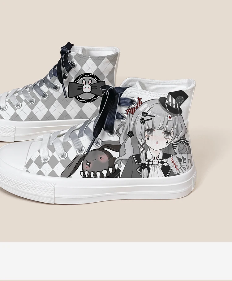 Amy and Michael Original Design Kawaii Girls Students Hand Painted Canvas Shoes Fashion Anime Woman Vulcanize Shoes High Tops