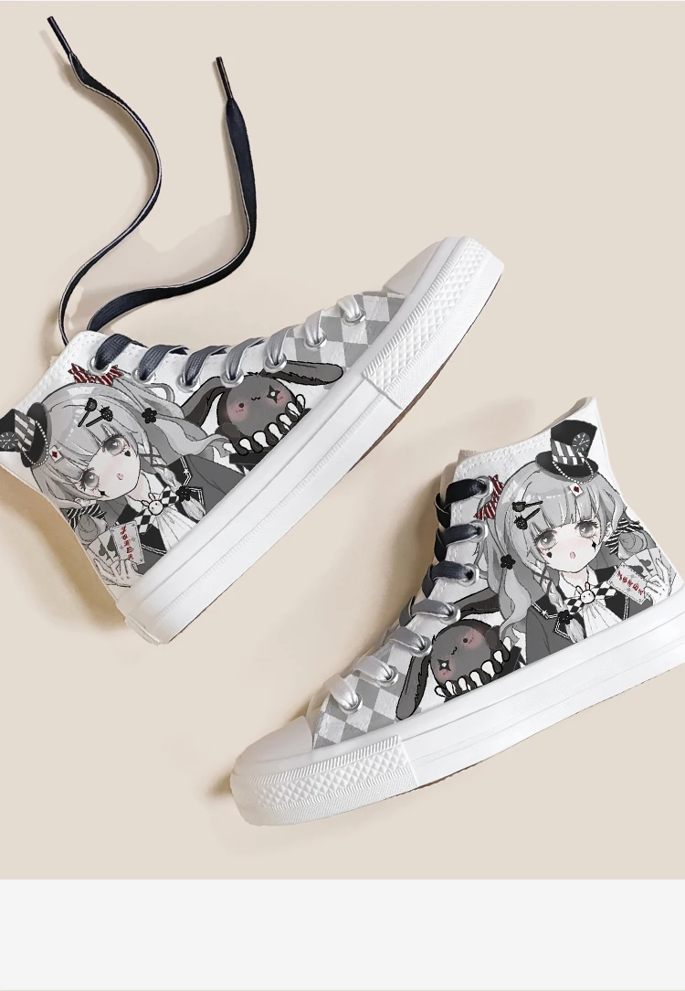 Amy and Michael Original Design Kawaii Girls Students Hand Painted Canvas Shoes Fashion Anime Woman Vulcanize Shoes High Tops