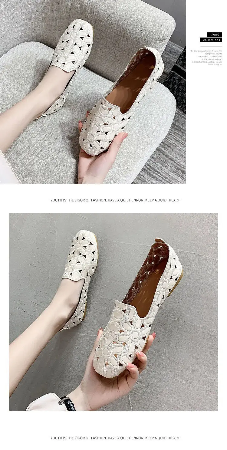 Fashion Beige Wide Flats Female Shoes Big Size 41 42 Summer Casual Soft Women's Slip on Loafers Ladies Cheap Shoes 2023 New