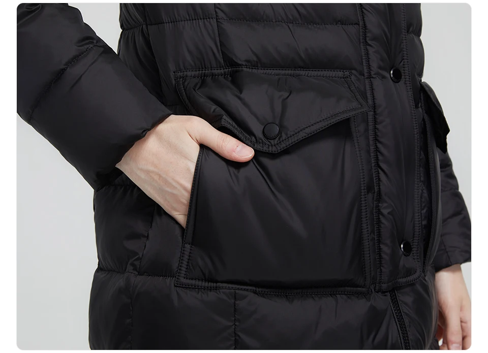 Astrid Winter Women's coat women parka long warm fashion black quilted jacket with natural fur collar female clothing ZR-7266
