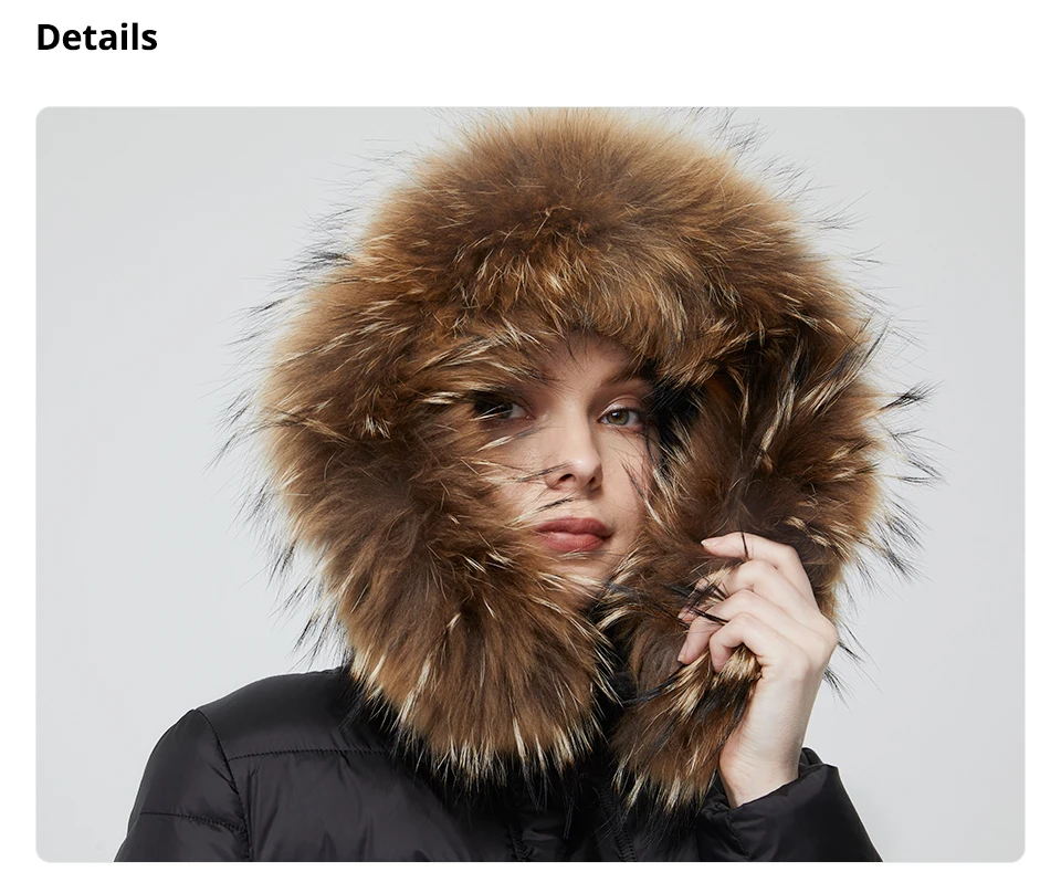 Astrid Winter Women's coat women parka long warm fashion black quilted jacket with natural fur collar female clothing ZR-7266