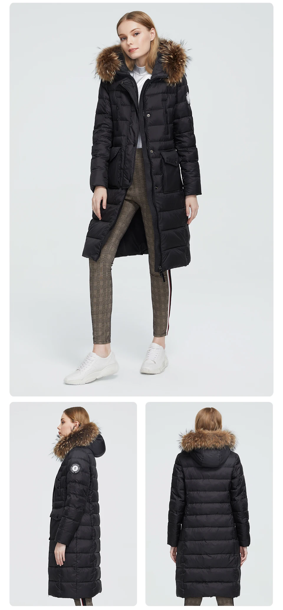 Astrid Winter Women's coat women parka long warm fashion black quilted jacket with natural fur collar female clothing ZR-7266