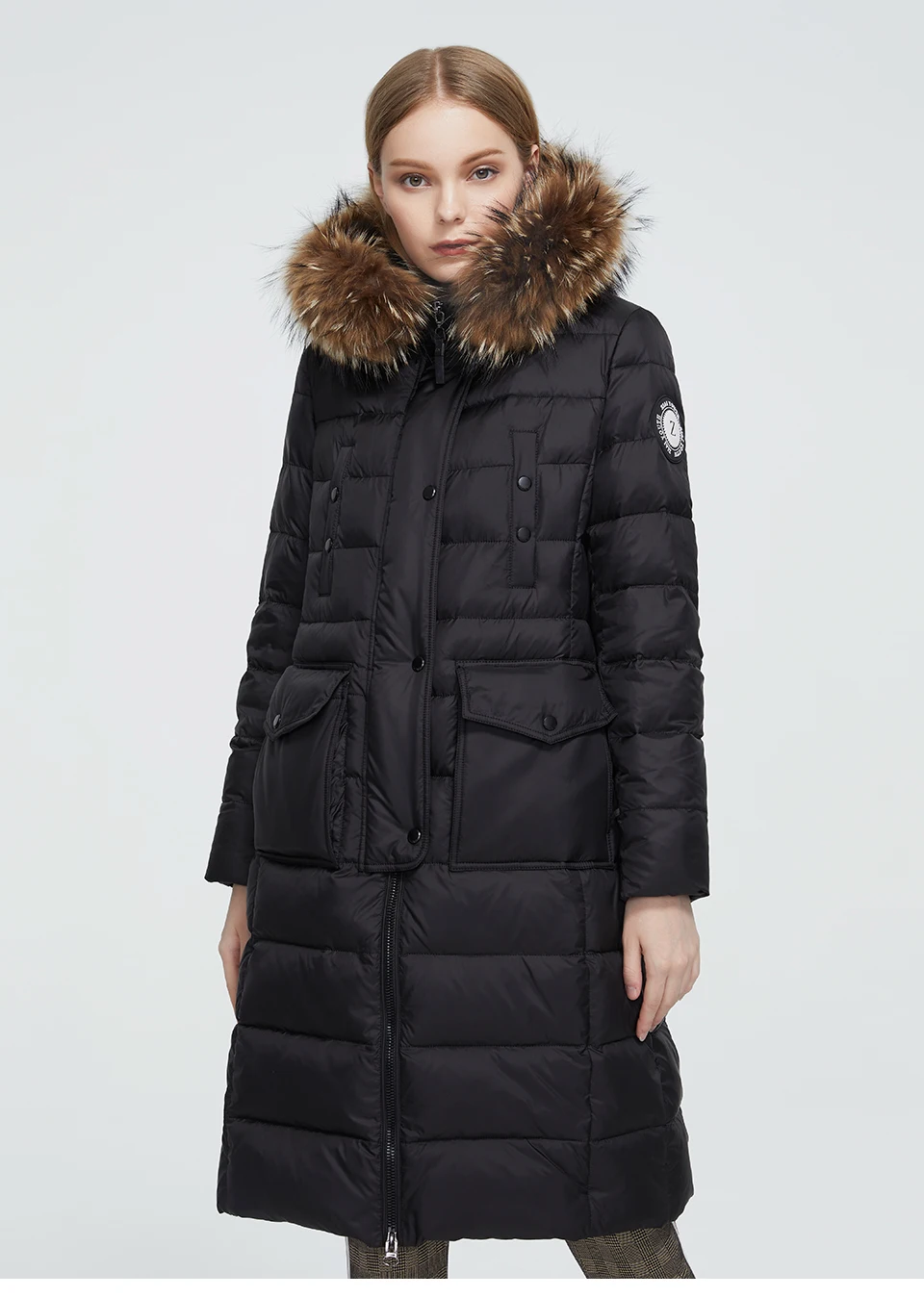 Astrid Winter Women's coat women parka long warm fashion black quilted jacket with natural fur collar female clothing ZR-7266