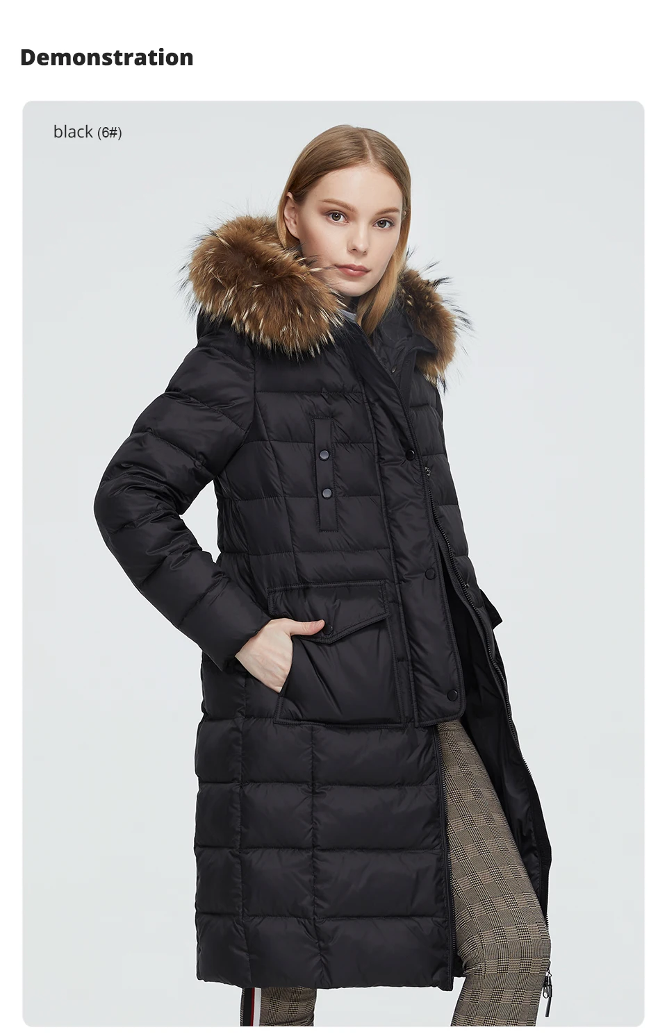Astrid Winter Women's coat women parka long warm fashion black quilted jacket with natural fur collar female clothing ZR-7266