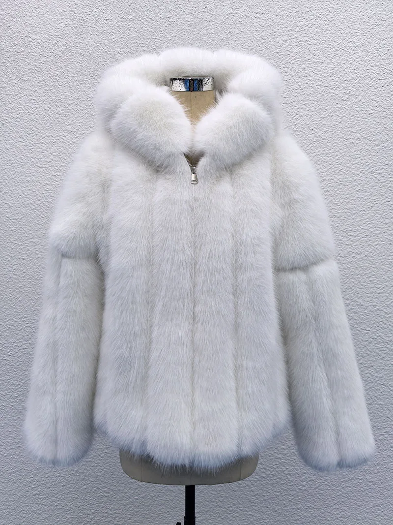 FANPUGUIZHEN-Faux Fox Fur Coat for Women, Thick Overcoat, Fake Fur Jacket, Fashion Mink Outwear, Winter