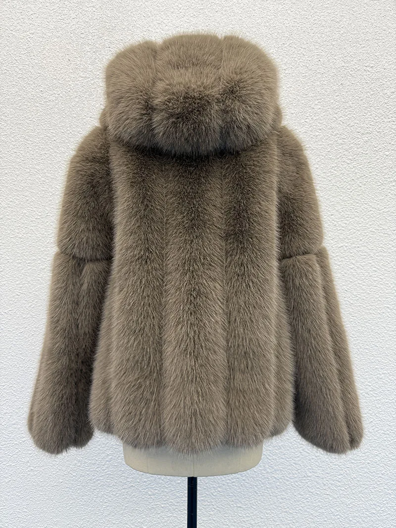 FANPUGUIZHEN-Faux Fox Fur Coat for Women, Thick Overcoat, Fake Fur Jacket, Fashion Mink Outwear, Winter
