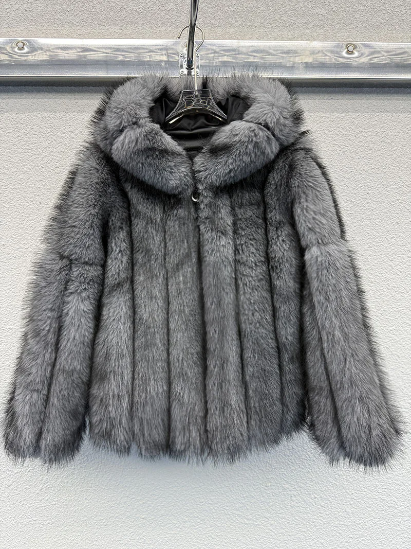 FANPUGUIZHEN-Faux Fox Fur Coat for Women, Thick Overcoat, Fake Fur Jacket, Fashion Mink Outwear, Winter