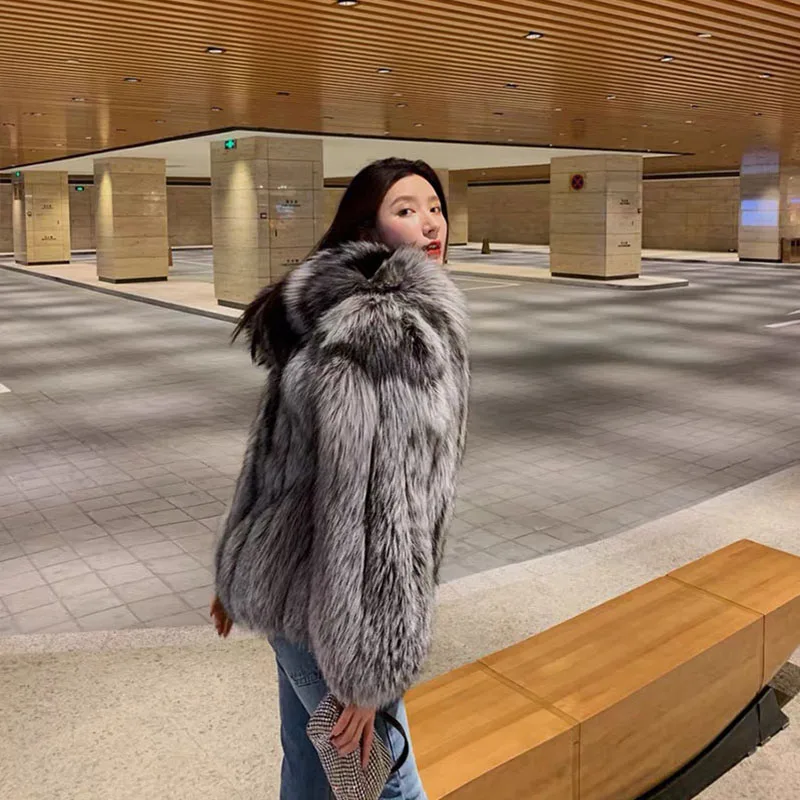 FANPUGUIZHEN-Faux Fox Fur Coat for Women, Thick Overcoat, Fake Fur Jacket, Fashion Mink Outwear, Winter