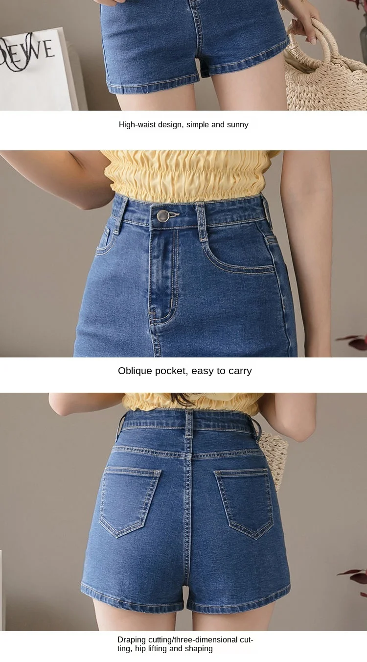 Mini Hot Elastic High Waist Sexy Aesthetic Vintage Women's Jeans Short Pants Denim Shorts Summer Korean Fashion Casual Trendy