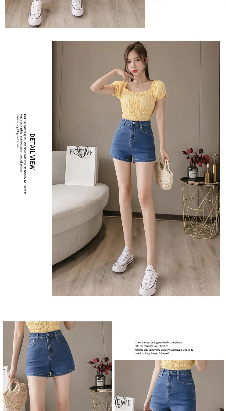 Mini Hot Elastic High Waist Sexy Aesthetic Vintage Women's Jeans Short Pants Denim Shorts Summer Korean Fashion Casual Trendy