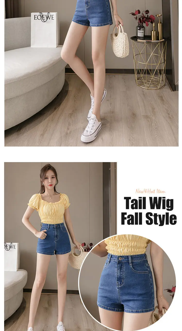 Mini Hot Elastic High Waist Sexy Aesthetic Vintage Women's Jeans Short Pants Denim Shorts Summer Korean Fashion Casual Trendy