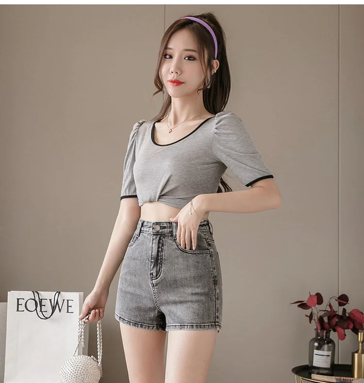 Mini Hot Elastic High Waist Sexy Aesthetic Vintage Women's Jeans Short Pants Denim Shorts Summer Korean Fashion Casual Trendy
