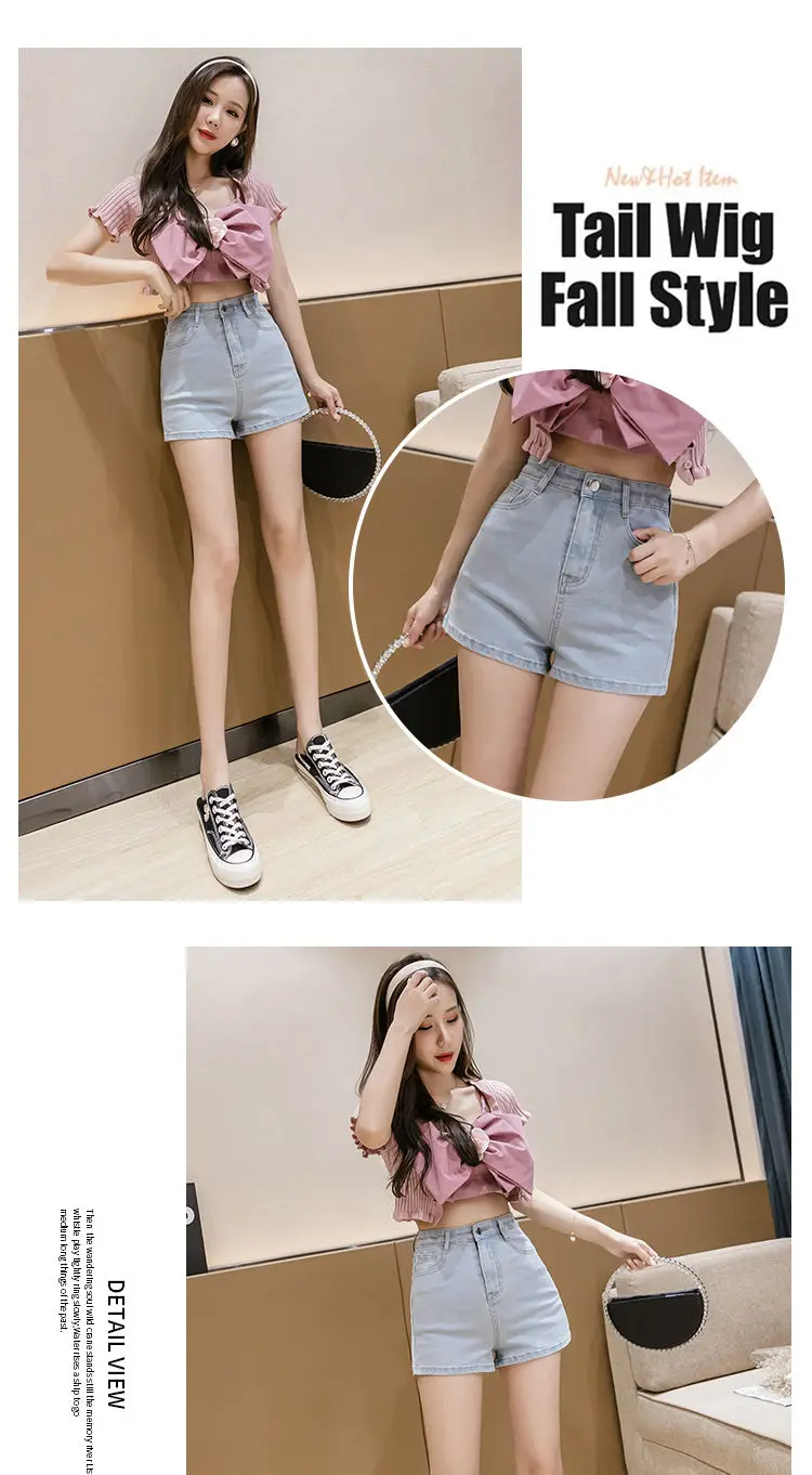 Mini Hot Elastic High Waist Sexy Aesthetic Vintage Women's Jeans Short Pants Denim Shorts Summer Korean Fashion Casual Trendy