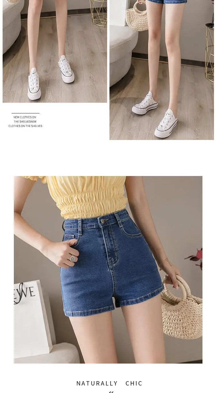 Mini Hot Elastic High Waist Sexy Aesthetic Vintage Women's Jeans Short Pants Denim Shorts Summer Korean Fashion Casual Trendy