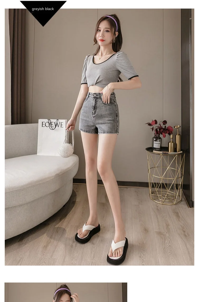 Mini Hot Elastic High Waist Sexy Aesthetic Vintage Women's Jeans Short Pants Denim Shorts Summer Korean Fashion Casual Trendy