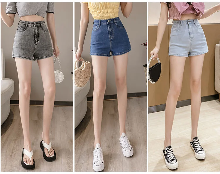Mini Hot Elastic High Waist Sexy Aesthetic Vintage Women's Jeans Short Pants Denim Shorts Summer Korean Fashion Casual Trendy