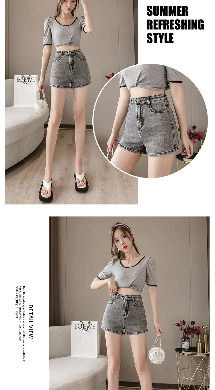 Mini Hot Elastic High Waist Sexy Aesthetic Vintage Women's Jeans Short Pants Denim Shorts Summer Korean Fashion Casual Trendy