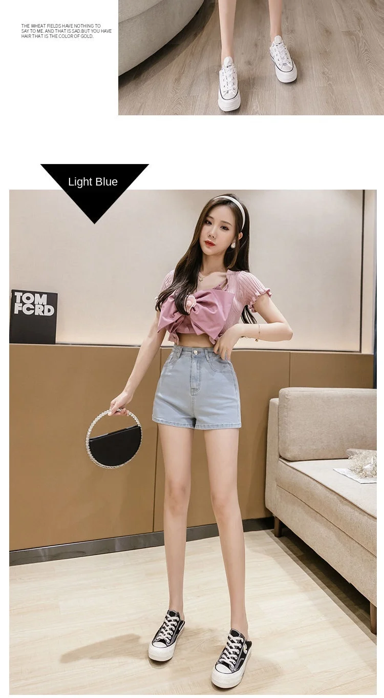 Mini Hot Elastic High Waist Sexy Aesthetic Vintage Women's Jeans Short Pants Denim Shorts Summer Korean Fashion Casual Trendy
