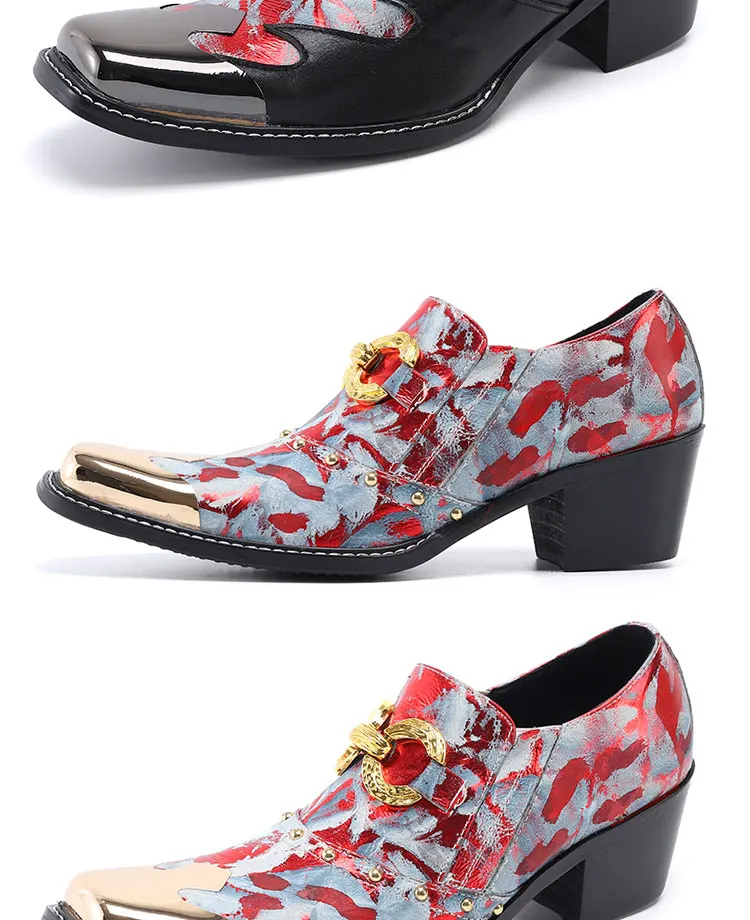 Men's Genuine Leather High‑Heel Height‑Increase Dress Shoes Luxury Business Casual Footwear For Spring Banquet Social Wedding Oc