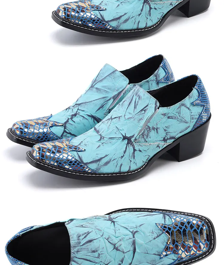 Men's Genuine Leather High‑Heel Height‑Increase Dress Shoes Luxury Business Casual Footwear For Spring Banquet Social Wedding Oc
