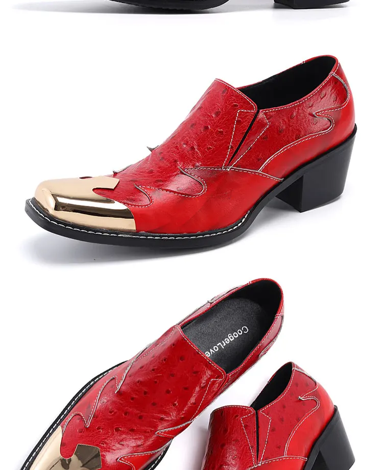 Men's Genuine Leather High‑Heel Height‑Increase Dress Shoes Luxury Business Casual Footwear For Spring Banquet Social Wedding Oc