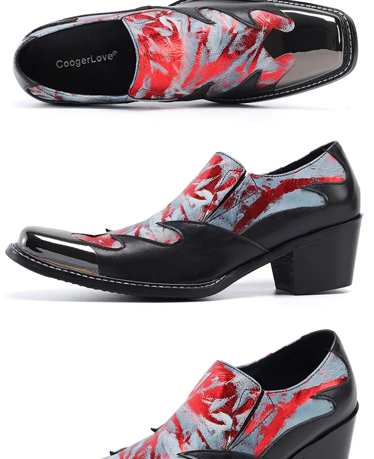 Men's Genuine Leather High‑Heel Height‑Increase Dress Shoes Luxury Business Casual Footwear For Spring Banquet Social Wedding Oc