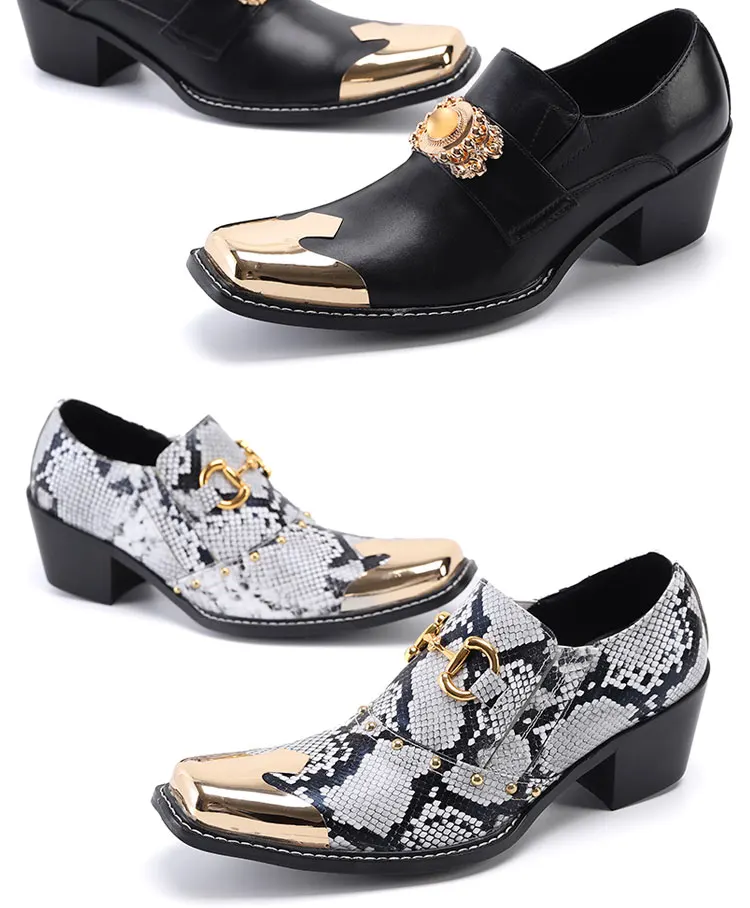 Men's Genuine Leather High‑Heel Height‑Increase Dress Shoes Luxury Business Casual Footwear For Spring Banquet Social Wedding Oc