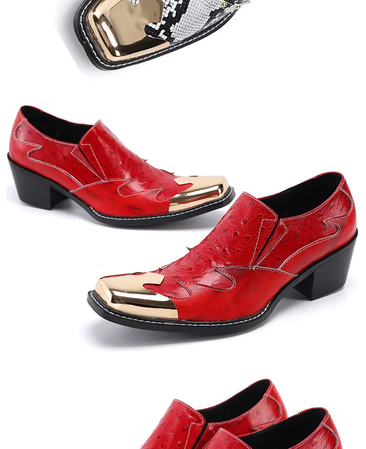 Men's Genuine Leather High‑Heel Height‑Increase Dress Shoes Luxury Business Casual Footwear For Spring Banquet Social Wedding Oc