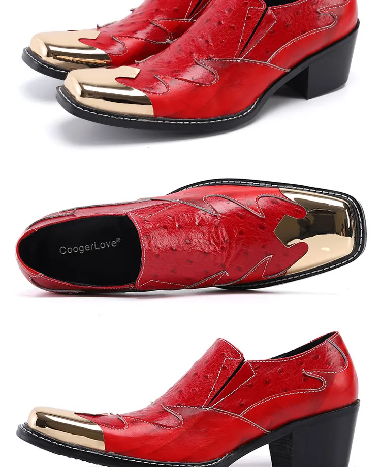 Men's Genuine Leather High‑Heel Height‑Increase Dress Shoes Luxury Business Casual Footwear For Spring Banquet Social Wedding Oc