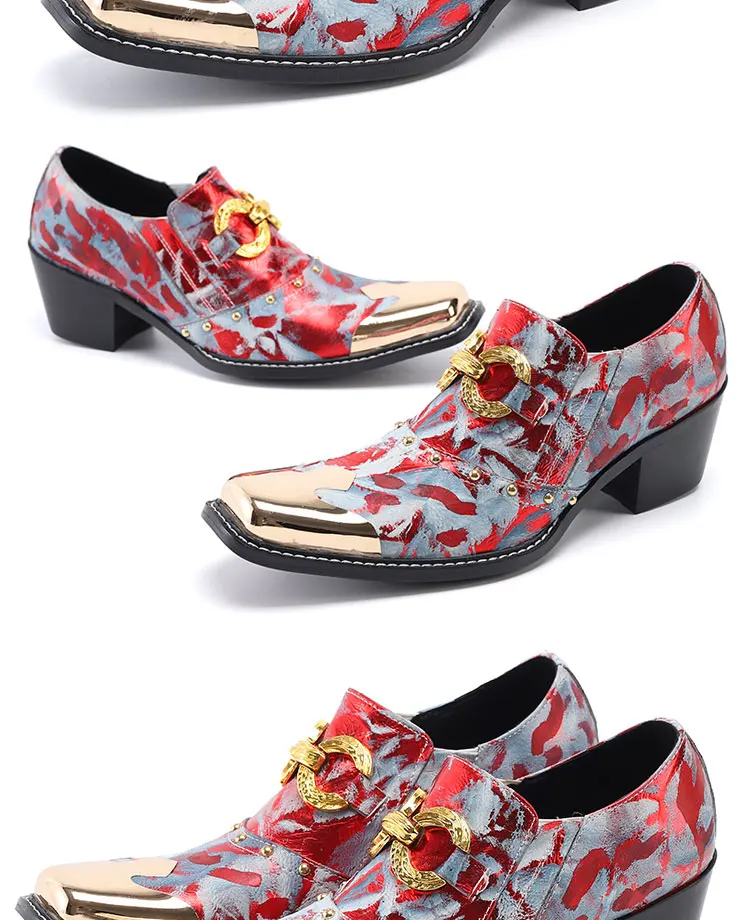 Men's Genuine Leather High‑Heel Height‑Increase Dress Shoes Luxury Business Casual Footwear For Spring Banquet Social Wedding Oc