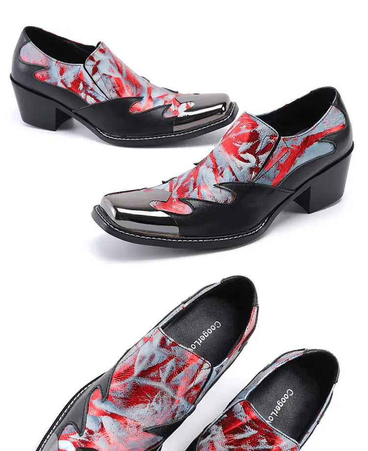 Men's Genuine Leather High‑Heel Height‑Increase Dress Shoes Luxury Business Casual Footwear For Spring Banquet Social Wedding Oc