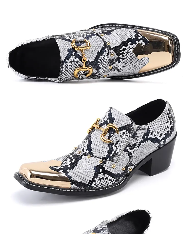 Men's Genuine Leather High‑Heel Height‑Increase Dress Shoes Luxury Business Casual Footwear For Spring Banquet Social Wedding Oc