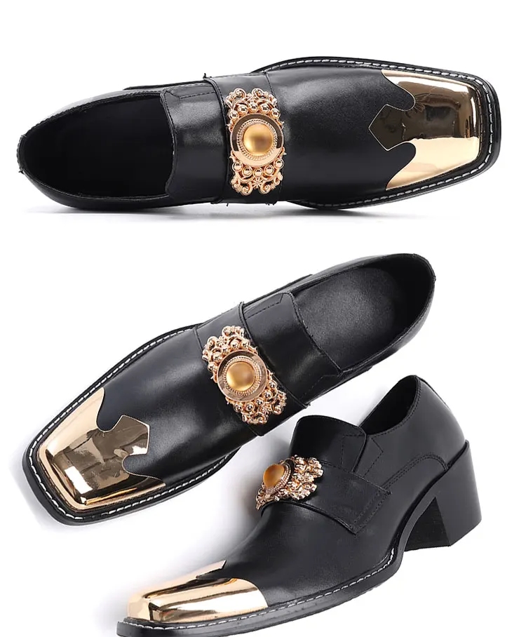 Men's Genuine Leather High‑Heel Height‑Increase Dress Shoes Luxury Business Casual Footwear For Spring Banquet Social Wedding Oc