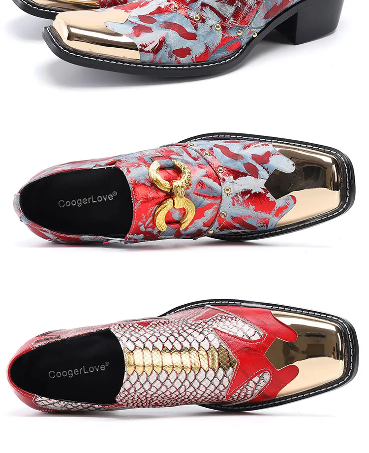 Men's Genuine Leather High‑Heel Height‑Increase Dress Shoes Luxury Business Casual Footwear For Spring Banquet Social Wedding Oc