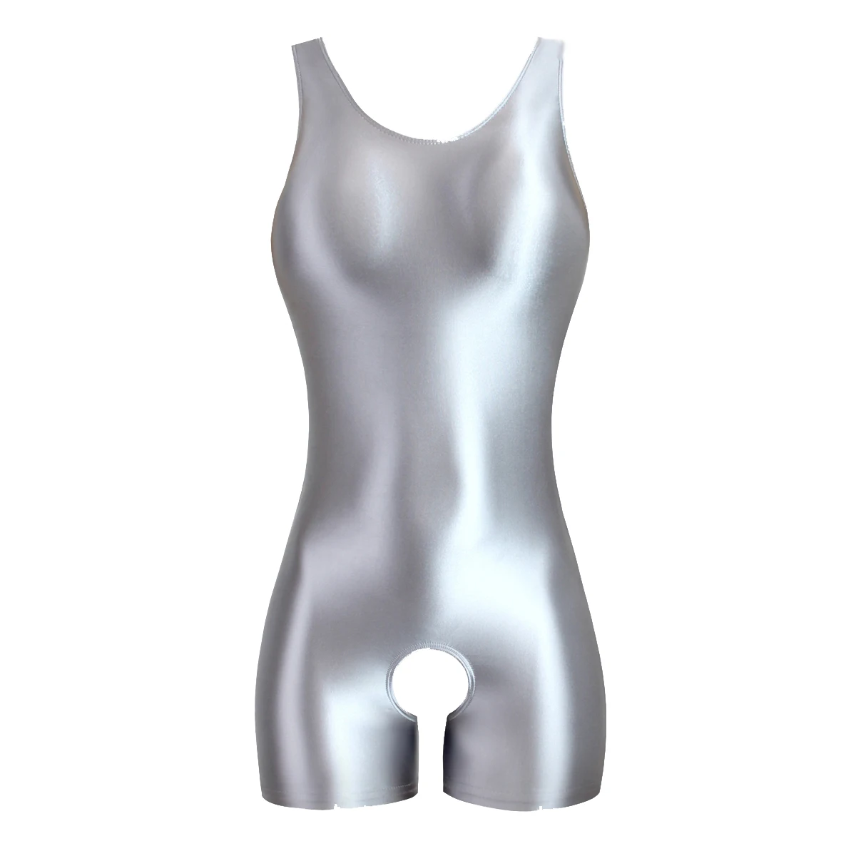 MJINM Women's Summer Sexy Glossy One-Piece Catsuit Waistcoat Jumpsuit Romper Playsuit Sports Pants Tight Fit Casual Outfit