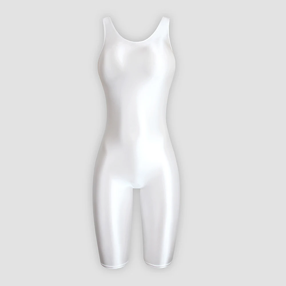 MJINM Women's Summer Sexy Glossy One-Piece Catsuit Waistcoat Jumpsuit Romper Playsuit Sports Pants Tight Fit Casual Outfit
