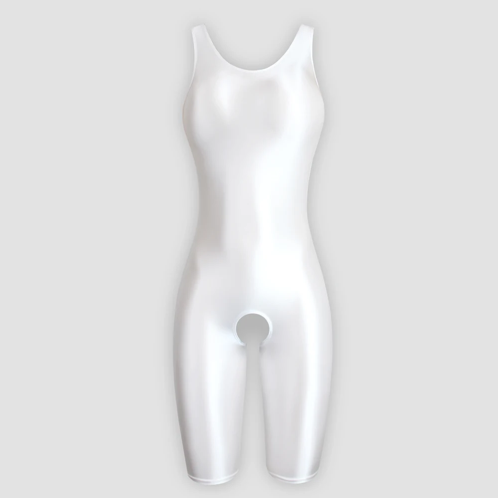 MJINM Women's Summer Sexy Glossy One-Piece Catsuit Waistcoat Jumpsuit Romper Playsuit Sports Pants Tight Fit Casual Outfit