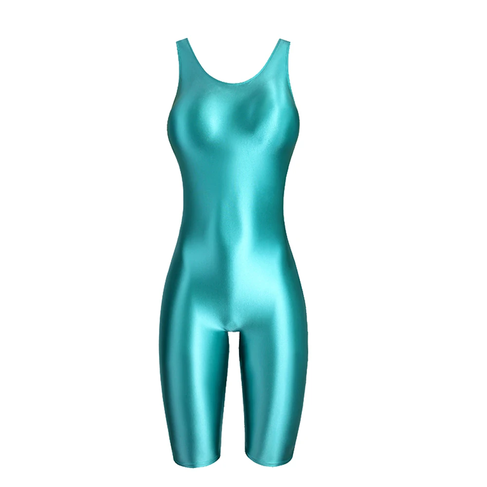 MJINM Women's Summer Sexy Glossy One-Piece Catsuit Waistcoat Jumpsuit Romper Playsuit Sports Pants Tight Fit Casual Outfit