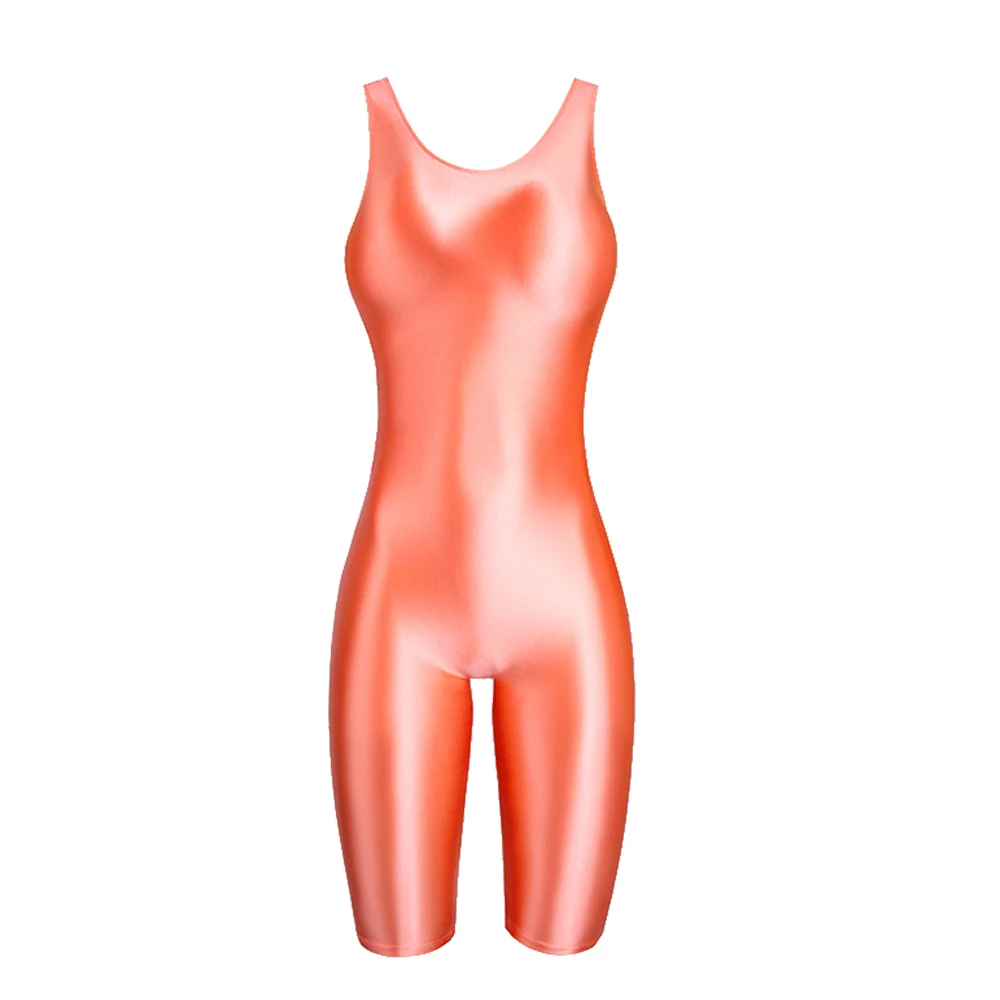 MJINM Women's Summer Sexy Glossy One-Piece Catsuit Waistcoat Jumpsuit Romper Playsuit Sports Pants Tight Fit Casual Outfit