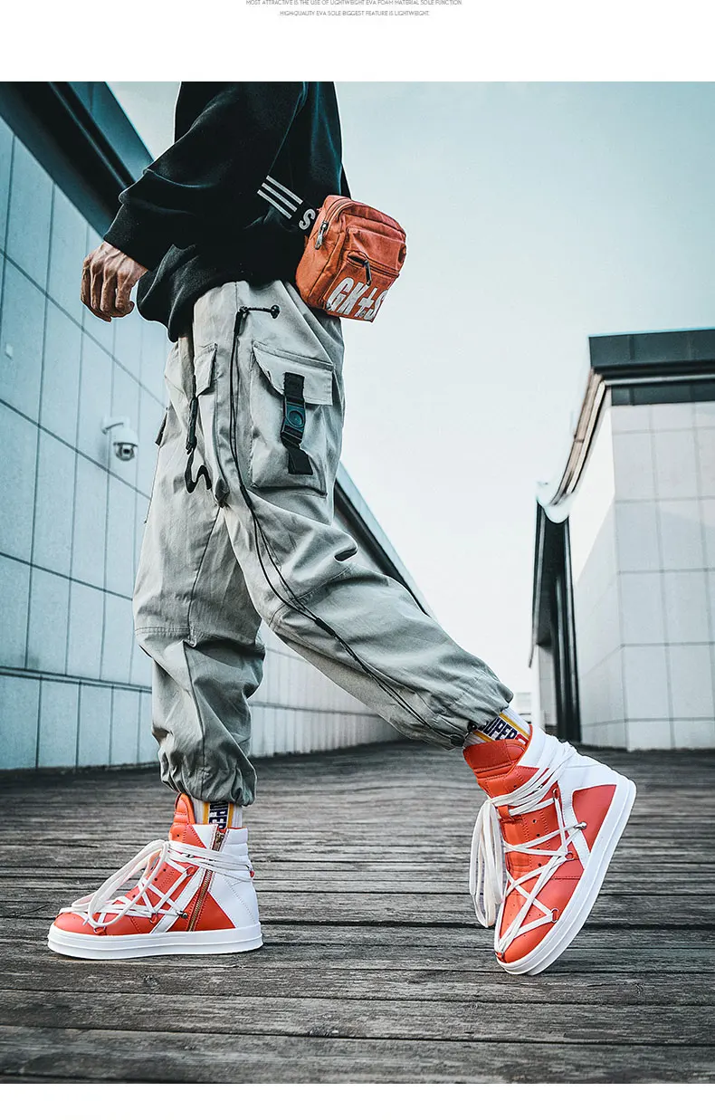 2023 High Quality Mens Casual Shoes Orange Luxury Designer Sneakers Men Lace Up High Street Fashion Trendy Men Platform Trainers